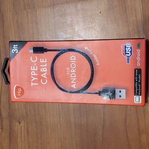 NIB "iHip" android 3 Ft Rugged Braided USB Type C Cable
